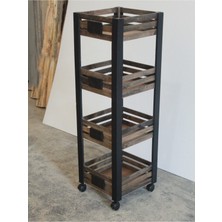 Empressco 30X30X100 cm Ahşap Sebze Meyvelik Tekerlekli Raf, Şık ve Kullanışlı Tasarım
