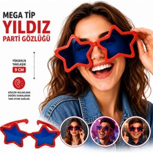 Go İthalat Mega Tip Yıldız Parti Gözlüğü Kırmızı Renk (5582)