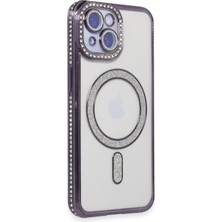 Hace Bazaar   iPhone 15 Kılıf Joke Simli Magneticsafe Kılıf - Derin Mor