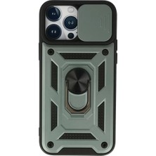 Fantastik Store Newface Apple iPhone 13 Pro Kılıf Pars Lens Yüzüklü Silikon - Yeşil