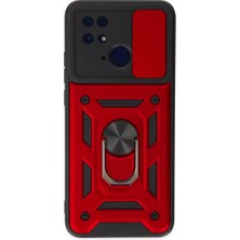 Fantastik Store Newface Xiaomi Redmi 10C Kılıf Pars Lens Yüzüklü Silikon - Kırmızı