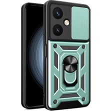Fantastik Store Newface Vivo Y27 Kılıf Pars Lens Yüzüklü Silikon - Yeşil