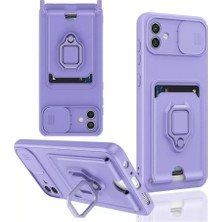 Fantastik Store Newface Samsung Galaxy A06 Kılıf Zuma Kartvizitli Yüzüklü Silikon - Lila