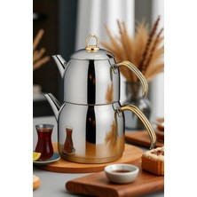 Empressco Gold Kulp Indüksiyon Aile Boy Çaydanlık Takımı, Şık ve Dayanıklı Tasarım