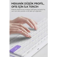 NKL61 60% Mekanik Klavye 61 Tuş Düşük Profil Kablolu Kompakt Gaming ve Ofis Klavyesi Kırmızı Linear Switch 22 Tuş Anti Ghosting Abs Keycaps (NKL61 Beyaz Mor | Red Switch)