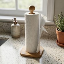 %100 Doğal Bambu Kare Kağıt Havluluk - Minimalist Dik Ahşap Havlu Standı (12X28 Cm, 1 Adet)