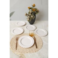 Beyaz Iyonya Pasta Tabağı 22 cm 6 Adet 006
