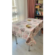 Defnelam Dertsiz Masa Örtüsü Duck Keten Sıvı Geçirmez 150 x 180 cm (Pembe Yuvarlak)
