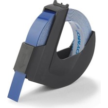 Dymo Yapışkanlı Plastik Kabartma Şerit, 9 mm x 3 mt Rulo, Mavi Üzeri Beyaz Baskı