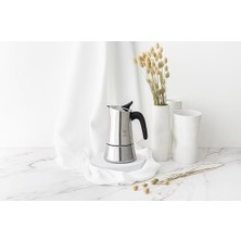 - Moon Exclusive: 4 Cups Ocak Üstü Espresso Pişirici - 170ML - Gümüş Renk - Paslanmaz Çelik Gövde - Patentli Güvenlik Valfi - Tüm Ocak Türleri Için Uygundur (Indüksiyon Dahil)