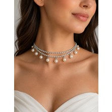 Valmont Inci Detaylı Zirkon Taşlı Choker Kolye