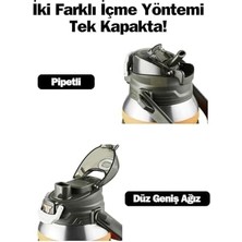 Tkk Mega Boy 1500ML Pipetli/pipetsiz Kullanım Askılı Paslanmaz Çelik Termos Matara (Turuncu)
