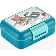 Bento 1600ML Lunchbox Tek Katlı 2 Bölmeli Pp Plastik Sefer Tası Yemek Kutusu Turkuaz