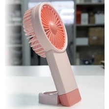 Şarjlı Mini El Fanı Standlı Çantaya Kemere Asılabilir, 3 Modlu Güçlü Serinletici Vantilatör Pervane (Pembe)