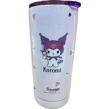 Sanrio Lisanslı Kuromi Paslanmaz Çelik Bardak Dekoratif Kılıflı 550 ml