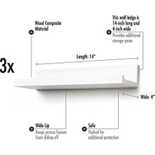 35,6 cm Asılı Raf Seti, 3'lü Beyaz, Kompozit Ahşap, Duvara Monte Edilmiş Saklama Rafları, Yatak Odası, Oturma Odası, Banyo, Mutfak, Ofis ve Daha Fazlası Için, 14 Inç (3 Adet)