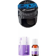 3 Lü Set Seramik Buhardanlık Seti Meditasyon-Plates-Yoga Seti - Seramik Yağdanlık + Aroma Terapi Oil + Dekoratif Mum - Rahatlatıcı Ortam Aksesuarı