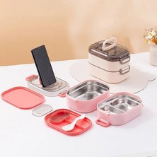 Beslenme Kutusu Iki Katlı - Paslanmaz Çelik - 1000ML Yeni Nesi Sefer Tası (Pembe)