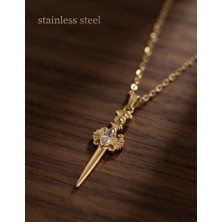 Stainless Steel 316L Çelik Zincir Gold Renk Kılıç Model Kolye