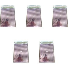 Omeyva Mor Çizgi Desenli Metalize Hediye Paketi Torba Poşet - 20X35 Cm. - 100 Adetlik 5 Paket