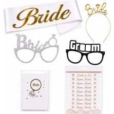 28 Parça Altın Beyaz Bekarlığa Veda Parti Aksesuar Seti (Bride To Be Seti)