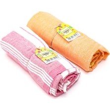 Pembe ve Turuncu Yıkanmış Pamuk Peştemal Seti