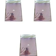 Omeyva Mor Çizgi Desenli Metalize Hediye Paketi Torba Poşet - 20X35 Cm. - 100 Adetlik 3 Paket