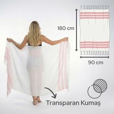 Pembe 4'lü - 90 x 180 cm - Ince & Transparan - Kadınlar Için Ipeksi Yumuşak Peştamal - Bambu & Pamuk Karışımı - Dokuma Şeritleri Solmaz ve Uzun Ömürlü - Dekoratif Hediyelik Peştamal