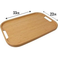 Dikdörtgen Bambu Servis Tepsisi, 2'li Set, 33X22 cm ve 40X28 cm | Dikdörtgen Bambu Tepsi
