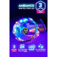 Suled 3 Metre Pilli Rgb Peri LED İnce Tel Dekoratif Lambası Renkli Dekor Perde Ledli Bahçe Oda Kafe Duvar