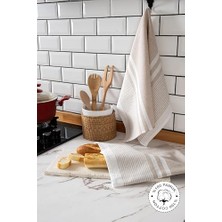 Vionel Home 2'li Mutfak Kurulama BEZI,%100 Pamuk Yüksek Su Emici, Beslenme Örtüsü, Çok Amaçlı Servis Peçetesi 45X60CM (Bej)