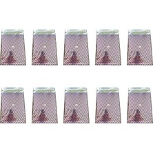 Omeyva Mor Çizgi Desenli Metalize Hediye Paketi Torba Poşet - 20X35 Cm. - 100 Adetlik 10 Paket