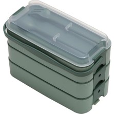Demirdengelsin 3 Katlı Beslenme Kutusu, Yemek Taşıma Kabı, Kaşık Çatal Dahil, Sefer Tası, Yeşil, 420 Ml, Bpa-Free