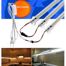 Belirtilmemiş 2 Adet 50 cm 220V Şeffaf Çubuk Bar LED Gün Işığı ve Butonlu Fiş