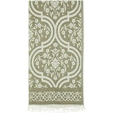 Yeşil Damask Desen Jakarlı Pamuk Peştemal