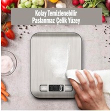 Techfit TF-1002 Dijital Mutfak Terazisi, 5 kg Kapasiteli, Paslanmaz Çelik, LCD Ekran, Dara Fonksiyonlu, G/ml/oz/lb Ölçüm Birimleri