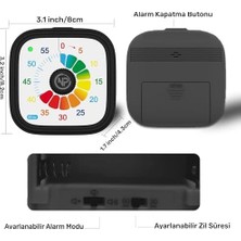 Mutfak,ders,yemek Için 60DK Analog Alarm Zamanlayıcı,pomodoro Öğrenci Motivasyon Saati (Kırmızı)