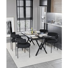 Trendy Asel Alvin Teddy Sandalye 80X120 Yemek Masası Mutfak Masası 4 Kişilik Masa Sandalye Takımı