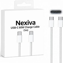 Nexiva Orjinal iphone 15/16/17/ Plus Air Pro Pro Max  Samsung Xiaomi Oppo Redmi ve Tüm Type-c şarj girişli cihazlarla   Uyumlu 1 Metre Hasır Hızlı Şarj Kablosu