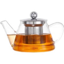 Cam Bitki Çayı Demliği 500 ml - Çelik Süzgeçli Demlik