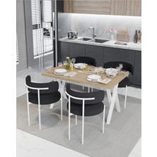 Trendy Asel Majer Teddy Sandalye 80X120 Yemek Masası Mutfak Masası 4 Kişilik Masa Sandalye Takımı
