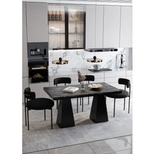 Trendy Asel Venera Lake Mdf  Ayak Teddy Sandalye 80X120 Yemek Masası Mutfak Masası 4 Kişilik Masa Sandalye Takım