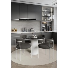Trendy Asel Alize Bohem Lake Mdf Ayak 4'lü Teddy Sandalye 90X90 Masa Sandalye Takımı