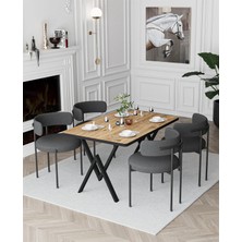 Trendy Asel Rolls Teddy Sandalye Yemek Masası Mutfak Masası 4 Kişilik Masa Sandalye Takımı