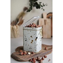 EVLE-ER043-9G Terrazzo Cream Desenli Dikdörtgen Metal Saklama Kabı 8X10 cm (Terrazzo Cream)