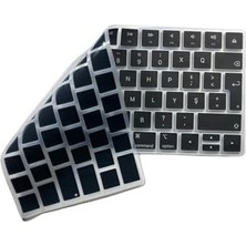 Apple Magic Keyboard 2 A1644 Uyumlu Klavye Koruyucu Türkçe F Dizilim Daktilo Tipi Silikon Kaplama Uk Iso Ters L Enter Ultra Ince Kaymaz Toz ve Sıvı Koruma Keyboard Cover Siyah