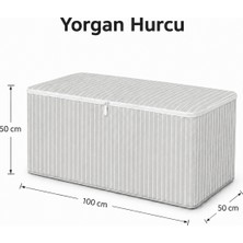 ByKurt Hurç Fermuarlı Yorgan Battaniye Kıyafet Saklama Hurcu Çizgili Baza Altı Dolap İçi Organizer 1 Adet