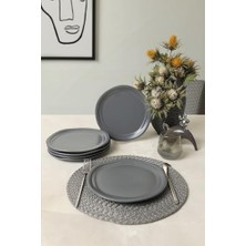 Mat Gri Bloom Pasta Tabağı 24 cm 6 Adet 959