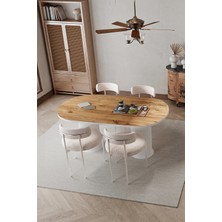 Trendy Asel Tesla Beyaz Bohem Ayak 80X140 Mutfak Masa Teddy Sandalye Takımı