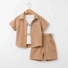 Veraura Lifestyle 6/24 Ay Atletli Müslin Kumaş 3 Parça Bebek Takımı